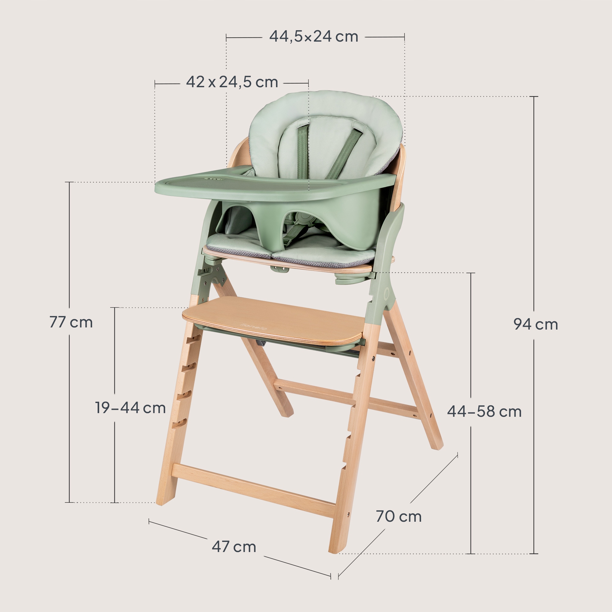 Lionelo Megan Καρεκλάκι Φαγητού 3 Σε 1 Green Wood