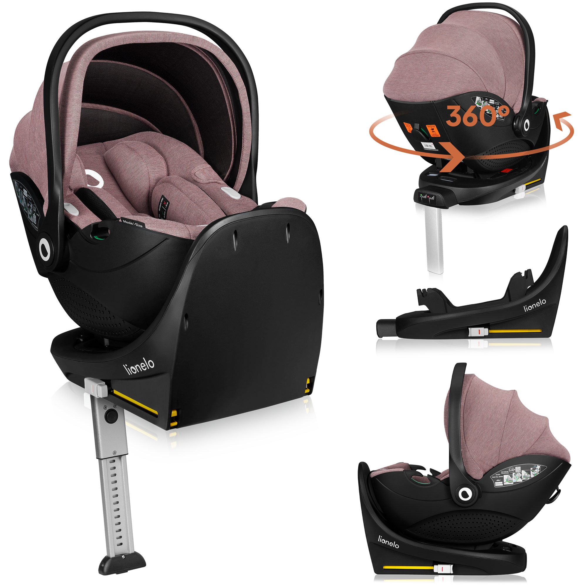 Lionelo Moxie I-Size Set Κάθισμα Αυτοκινήτου 40-87Cm & Περιστρεφόμενη Βάση Isofix Pink Mauve