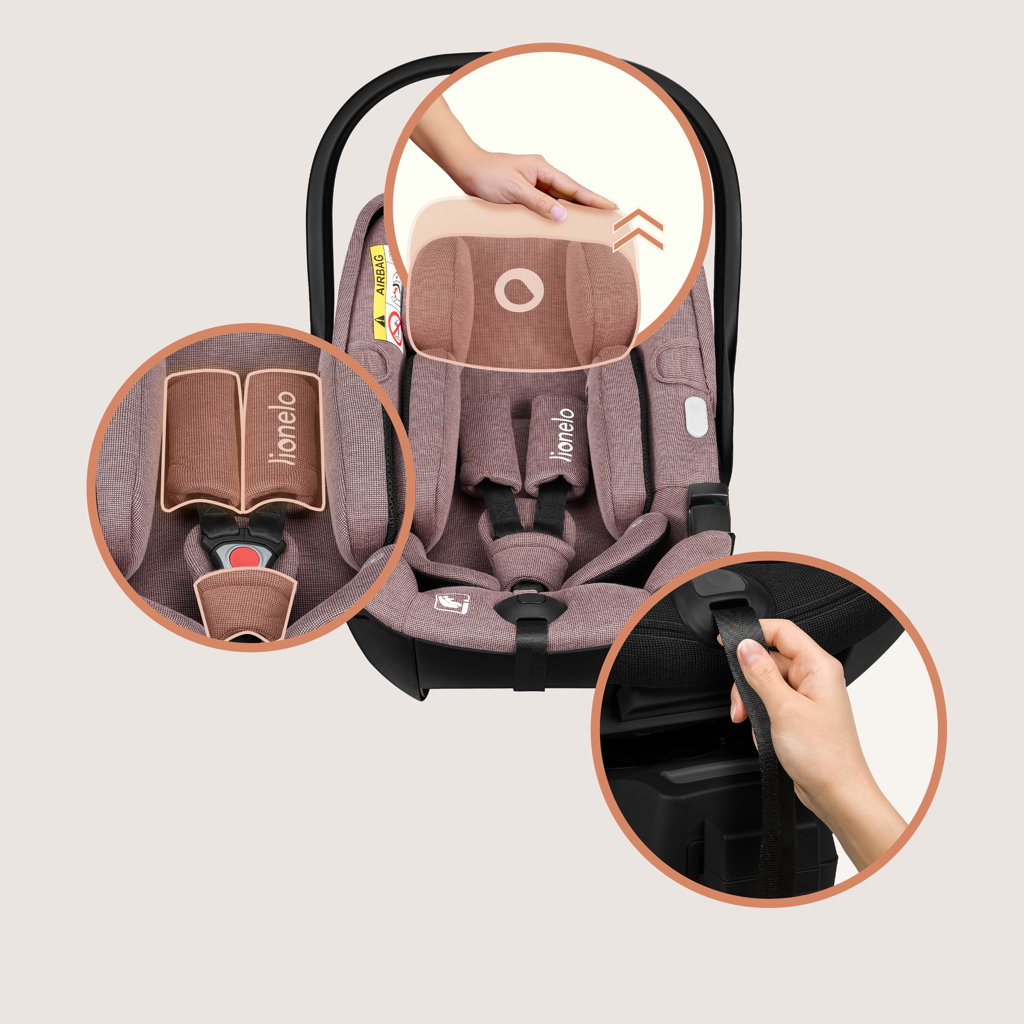 Lionelo Moxie I-Size Set Κάθισμα Αυτοκινήτου 40-87Cm & Περιστρεφόμενη Βάση Isofix Pink Mauve