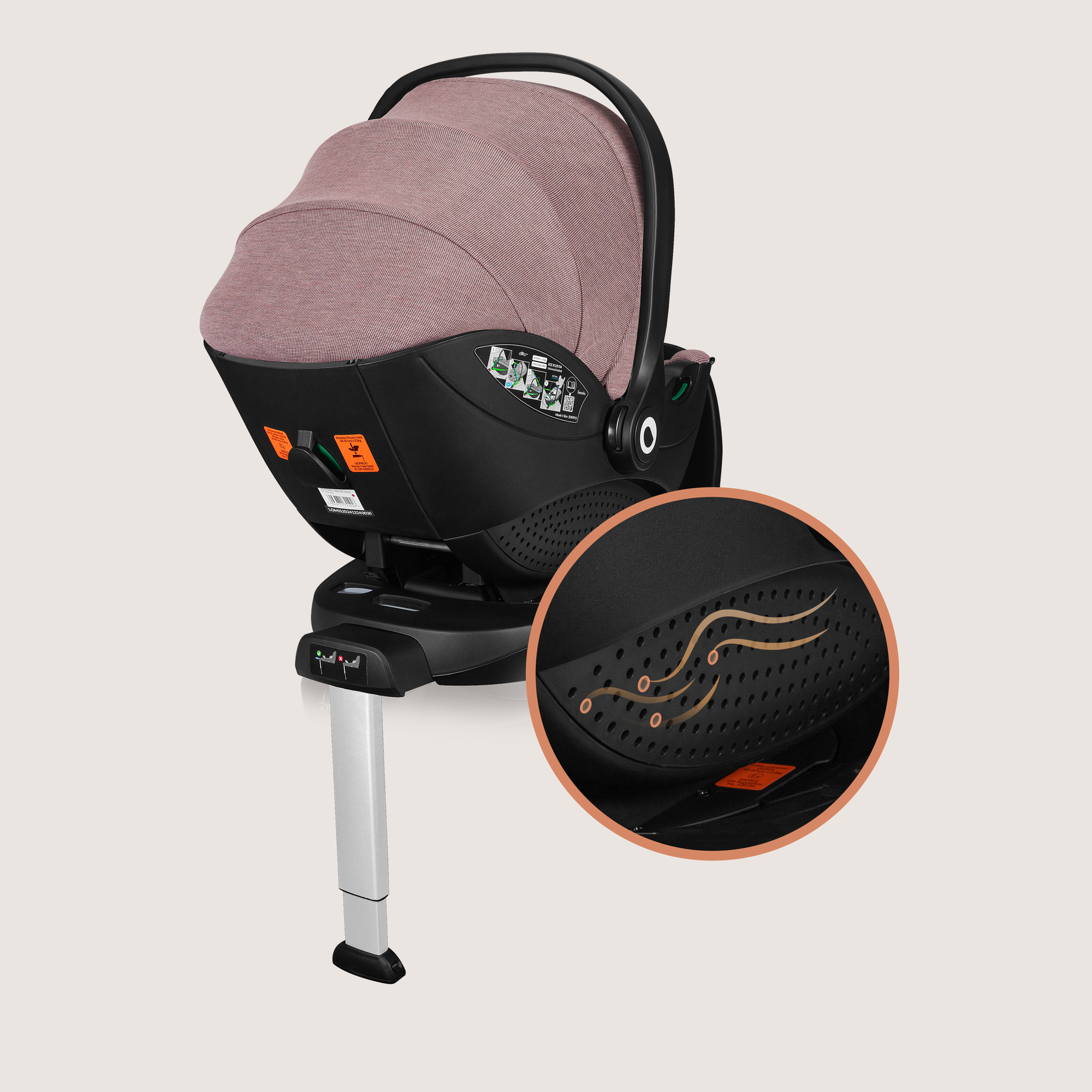 Lionelo Moxie I-Size Set Κάθισμα Αυτοκινήτου 40-87Cm & Περιστρεφόμενη Βάση Isofix Pink Mauve