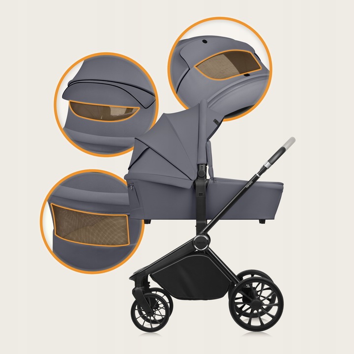 Lionelo Mika Plus Καρότσι Βρεφικό 3 Σε 1 Έως 22 Kg Gray Stone