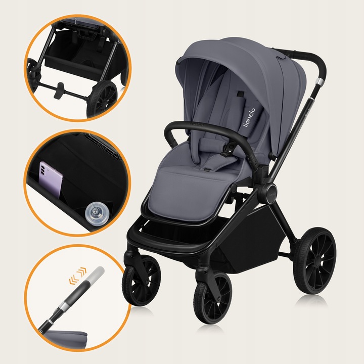 Lionelo Mika Plus Καρότσι Βρεφικό 3 Σε 1 Έως 22 Kg Gray Stone