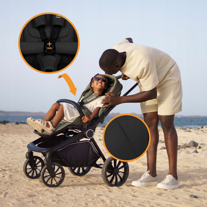 Lionelo Mika Plus Καρότσι Βρεφικό 3 Σε 1 Έως 22 Kg Black Onyx