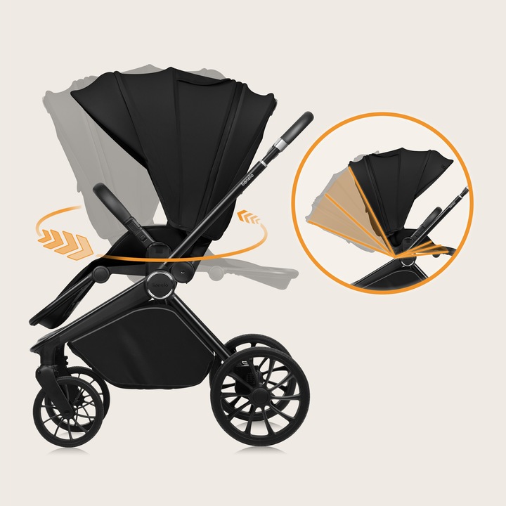 Lionelo Mika Plus Καρότσι Βρεφικό 3 Σε 1 Έως 22 Kg Black Onyx