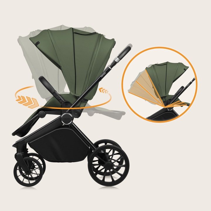 Lionelo Mika Plus Καρότσι Βρεφικό 3 Σε 1 Έως 22 Kg Green Olive