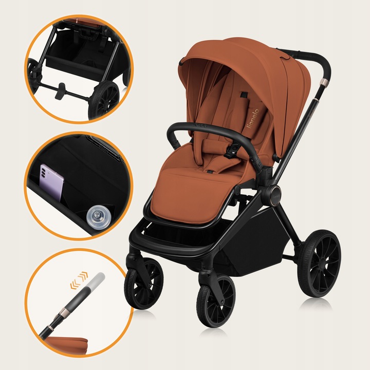 Lionelo Mika Plus Καρότσι Βρεφικό 3 Σε 1 Έως 22 Kg Brown Rust