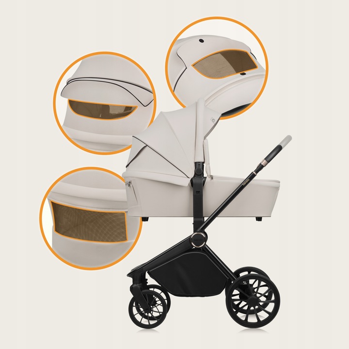Lionelo Mika Plus Καρότσι Βρεφικό 3 Σε 1 Έως 22 Kg Beige Sand