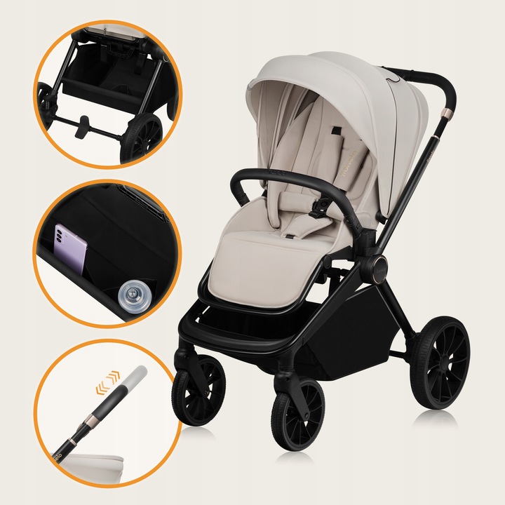 Lionelo Mika Plus Καρότσι Βρεφικό 3 Σε 1 Έως 22 Kg Beige Sand