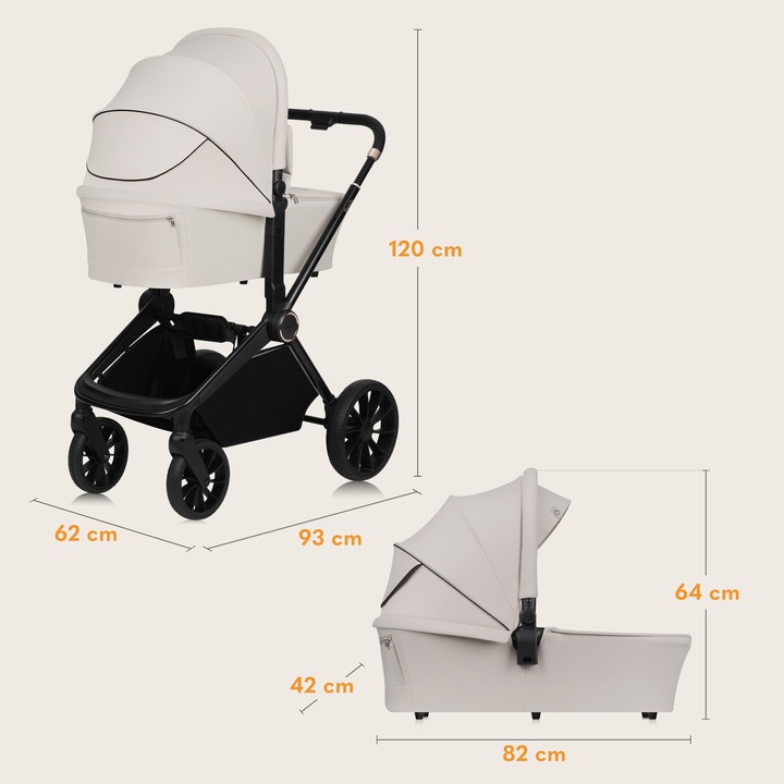 Lionelo Mika Plus Καρότσι Βρεφικό 3 Σε 1 Έως 22 Kg Beige Sand