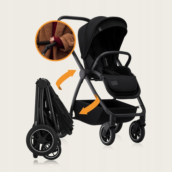 Lionelo Meril Καρότσι Βρεφικό Έως 22Kg 3 Σε 1 Black Onyx