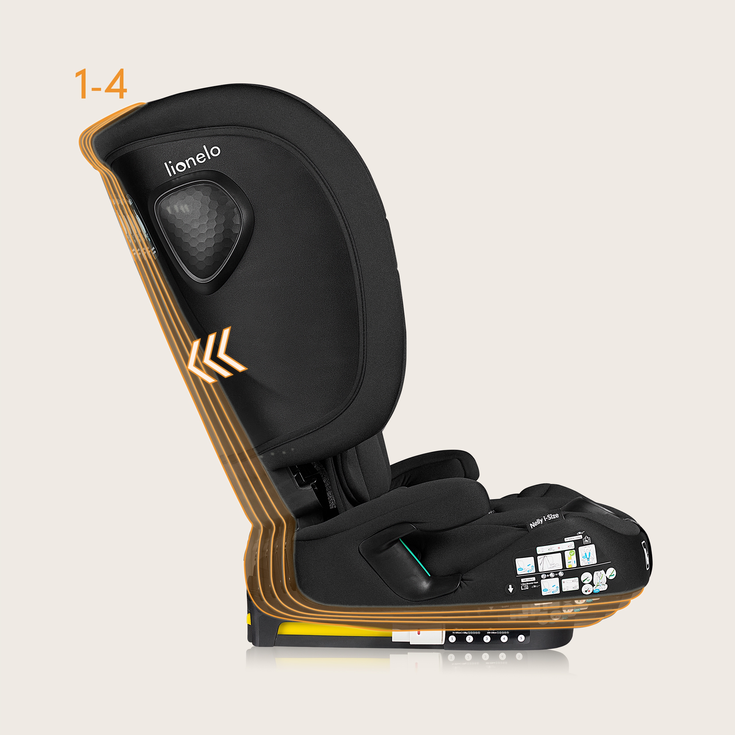 Lionelo Nelly I-Size Isofix Κάθισμα Αυτοκινήτου 76-150Cm/9-36Kg Black Carbon