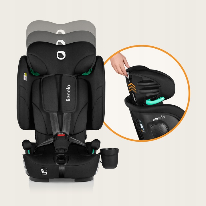 Lionelo Nelly I-Size Isofix Κάθισμα Αυτοκινήτου 76-150Cm/9-36Kg Black Carbon