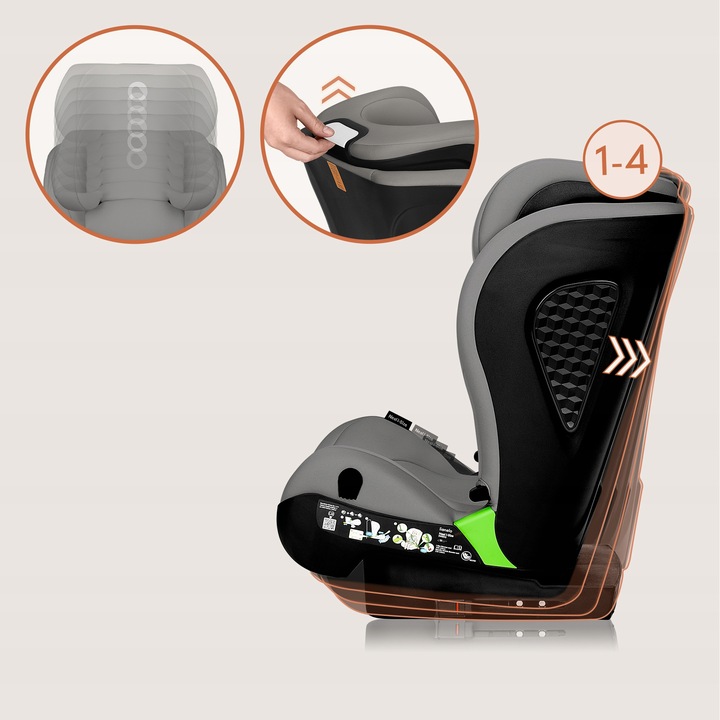 Lionelo Neal I-Size Isofix Κάθισμα Αυτοκινήτου 100-150 Cm Gray Concrete