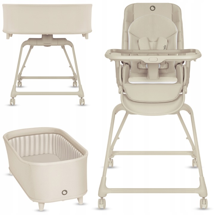 Lionelo Maddie Set Λίκνο-Ρηλάξ & Καρεκλάκι Φαγητού 3 Σε 1 Beige