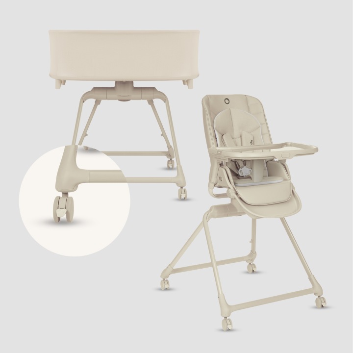 Lionelo Maddie Set Λίκνο-Ρηλάξ & Καρεκλάκι Φαγητού 3 Σε 1 Beige