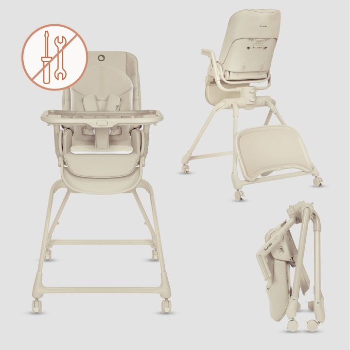 Lionelo Maddie Set Λίκνο-Ρηλάξ & Καρεκλάκι Φαγητού 3 Σε 1 Beige
