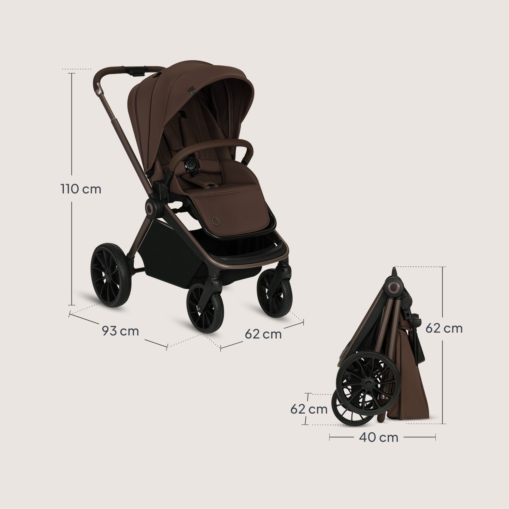 Lionelo Mika Plus Καρότσι Βρεφικό με Αναστροφή έως 22 kg Mocha Mousse