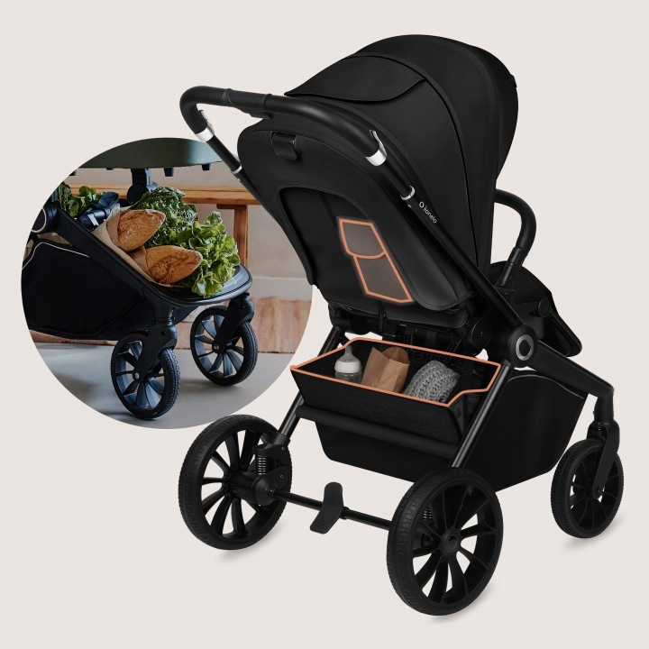 Lionelo Mika Plus Καρότσι Βρεφικό με Αναστροφή έως 22 kg Black Onyx