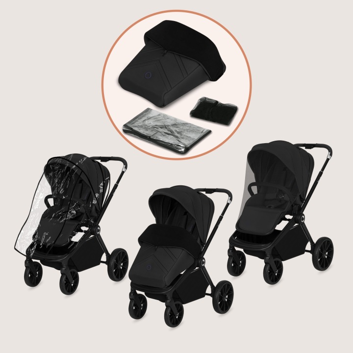 Lionelo Mika Plus Καρότσι Βρεφικό με Αναστροφή έως 22 kg Black Onyx