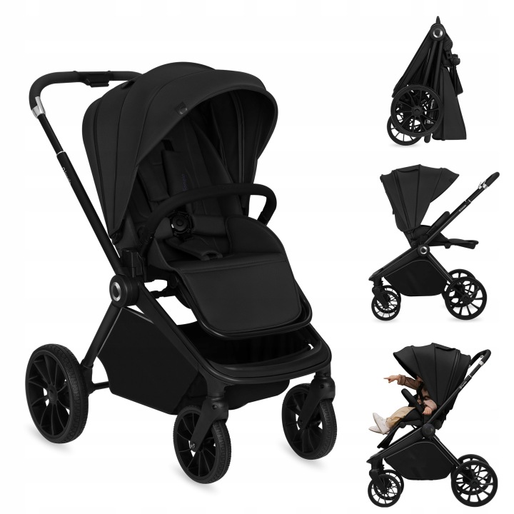 Lionelo Mika Plus Καρότσι Βρεφικό με Αναστροφή έως 22 kg Black Onyx