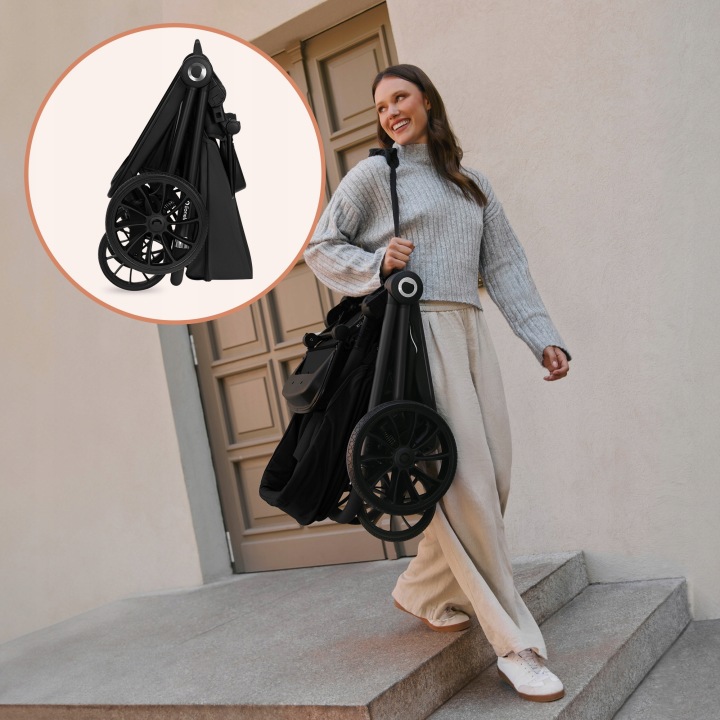Lionelo Mika Plus Καρότσι Βρεφικό με Αναστροφή έως 22 kg Black Onyx