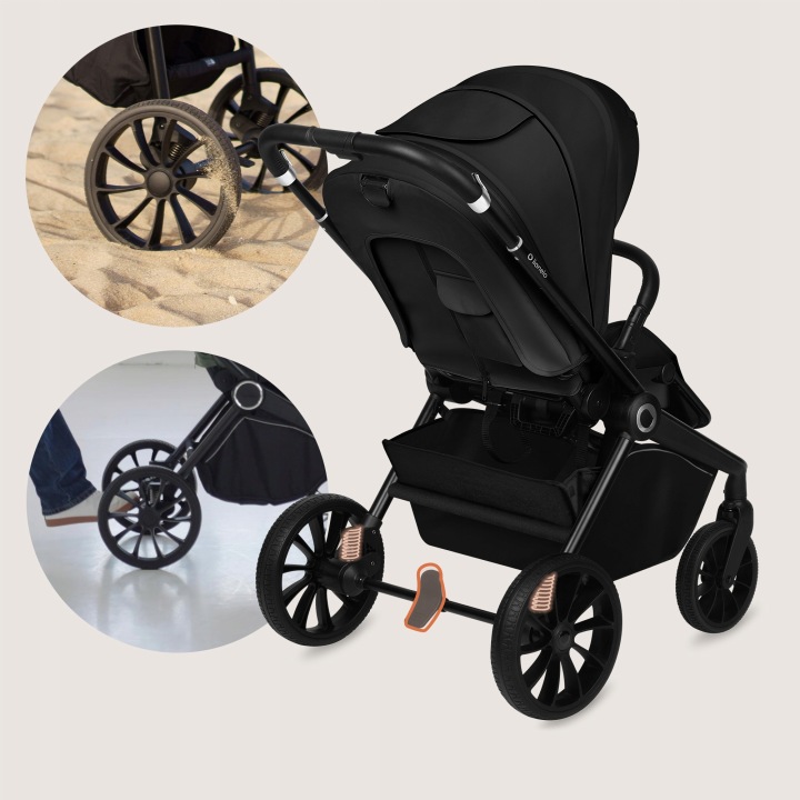 Lionelo Mika Plus Καρότσι Βρεφικό με Αναστροφή έως 22 kg Black Onyx