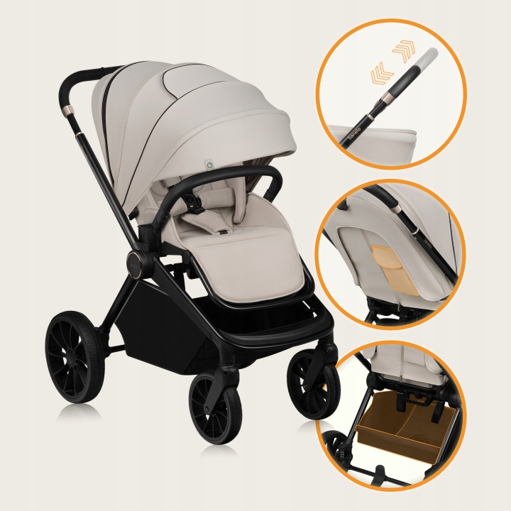 Lionelo Mika Plus Καρότσι Βρεφικό με Αναστροφή έως 22 kg Beige Sand