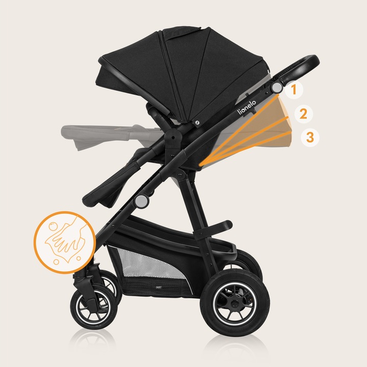 Lionelo Bianka Καρότσι 3 σε 1 έως 22 kg Black Onyx