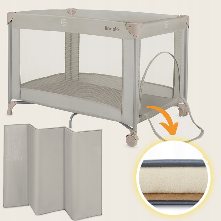 Lionelo Amelie Παρκοκρέβατο 1 Επιπέδoυ Beige Sand