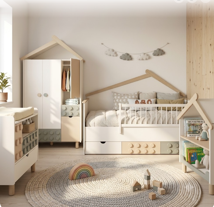 Bebe Stars Τρίφυλλη Ντουλάπα LEGO με LED Φωτισμό & Soft Close - 2