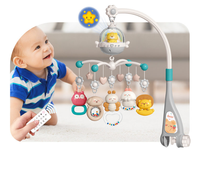 Bebe Stars Μουσικό Περιστρεφόμενο Κούνιας με Bluetooth, Προβολέα, Τηλεχειριστήριο, Λευκούς Ήχους & 5 Κρεμαστά Παιχνίδια - 1