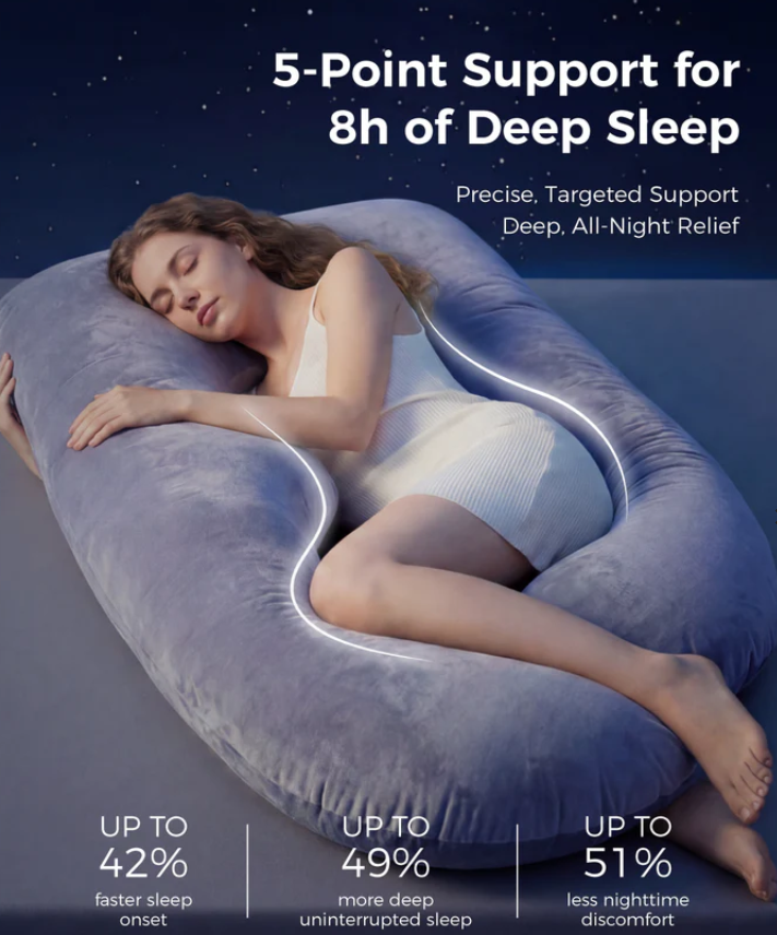 Momcozy Μαξιλάρι Εγκυμοσύνης & Θηλασμού U Shape 145cm Γκρι | Ορθοπεδική Υποστήριξη Σώματος,grey - 1