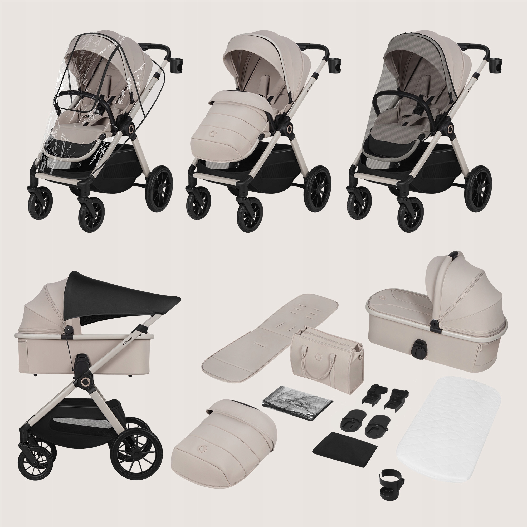 Lionelo Layla 3 σε 1 Καρότσι Βρεφικό έως 22kg Beige Sand