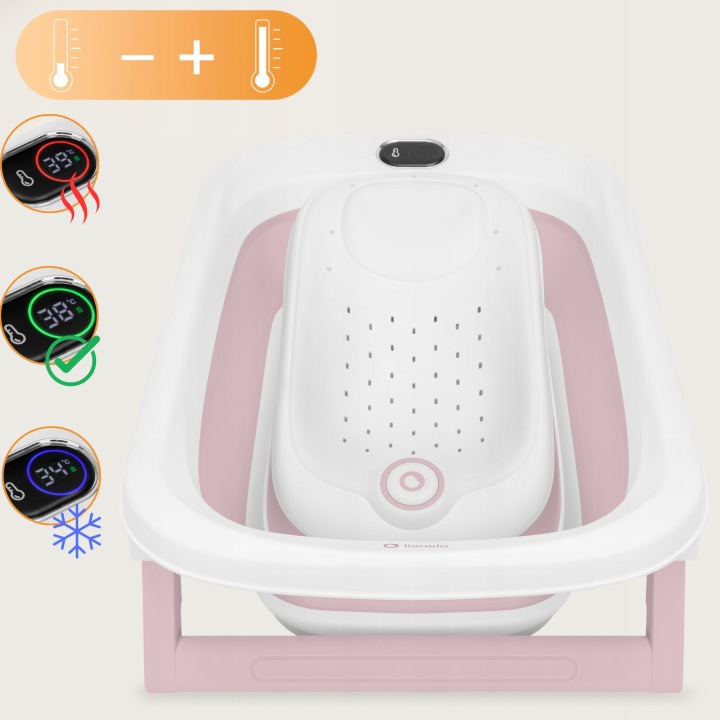 Lionelo BabyBubble πτυσσόμενο μπανάκι μωρού με γλύστρα + θερμόμετρο Pink